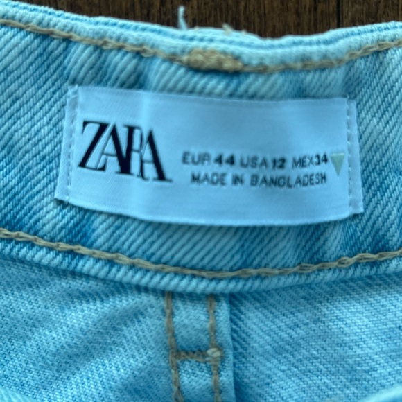 Zara denim cutoff shorts, light wash, size 12 - Picture 3 of 3